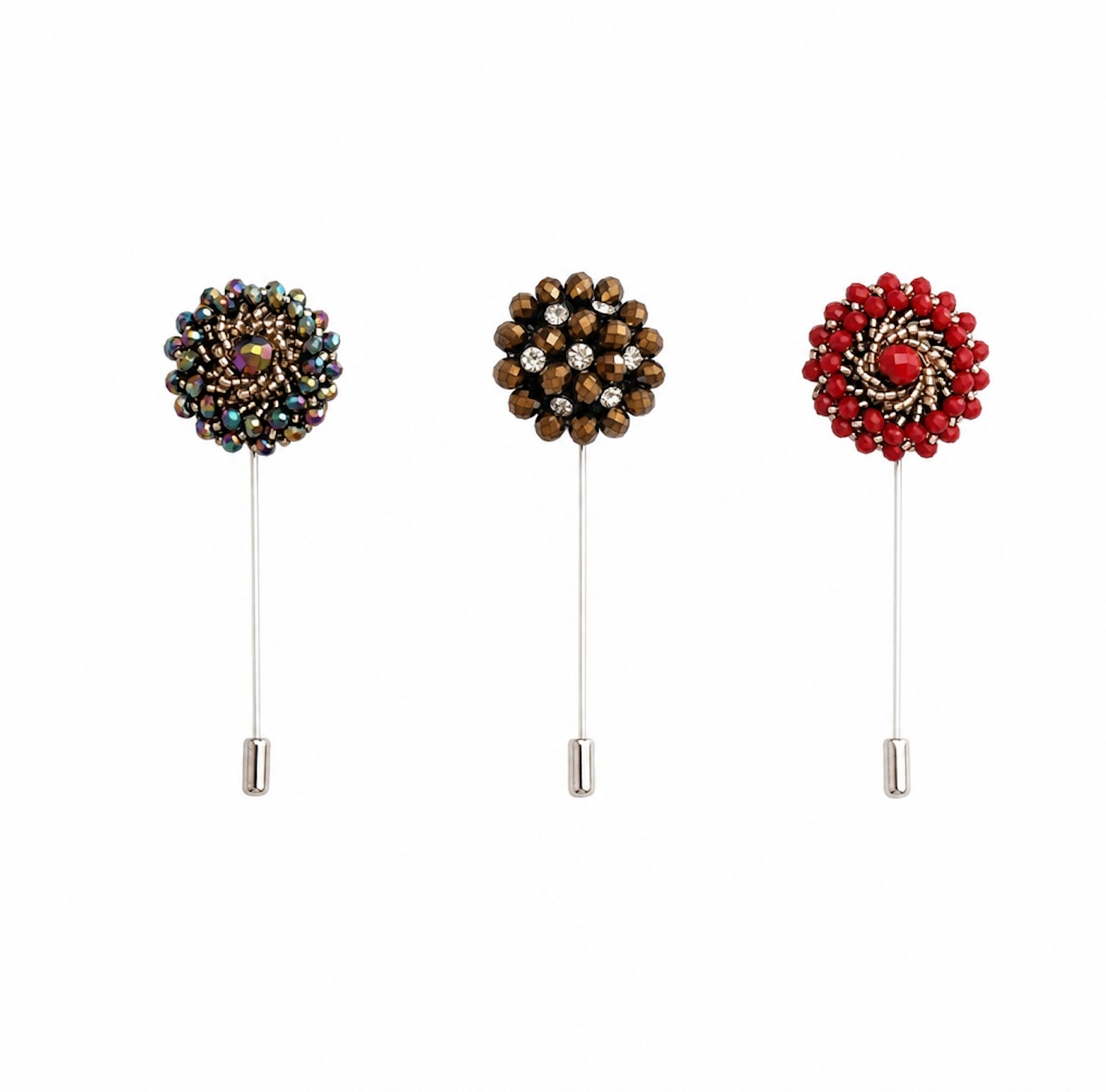 LOLLIPOP HAND BEADED STICK PIN SET - WARM