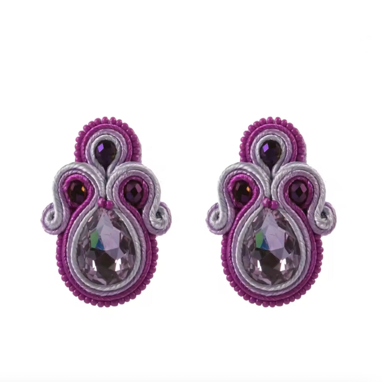 DANUBE BUTTON EARRINGS - EGGPLANT