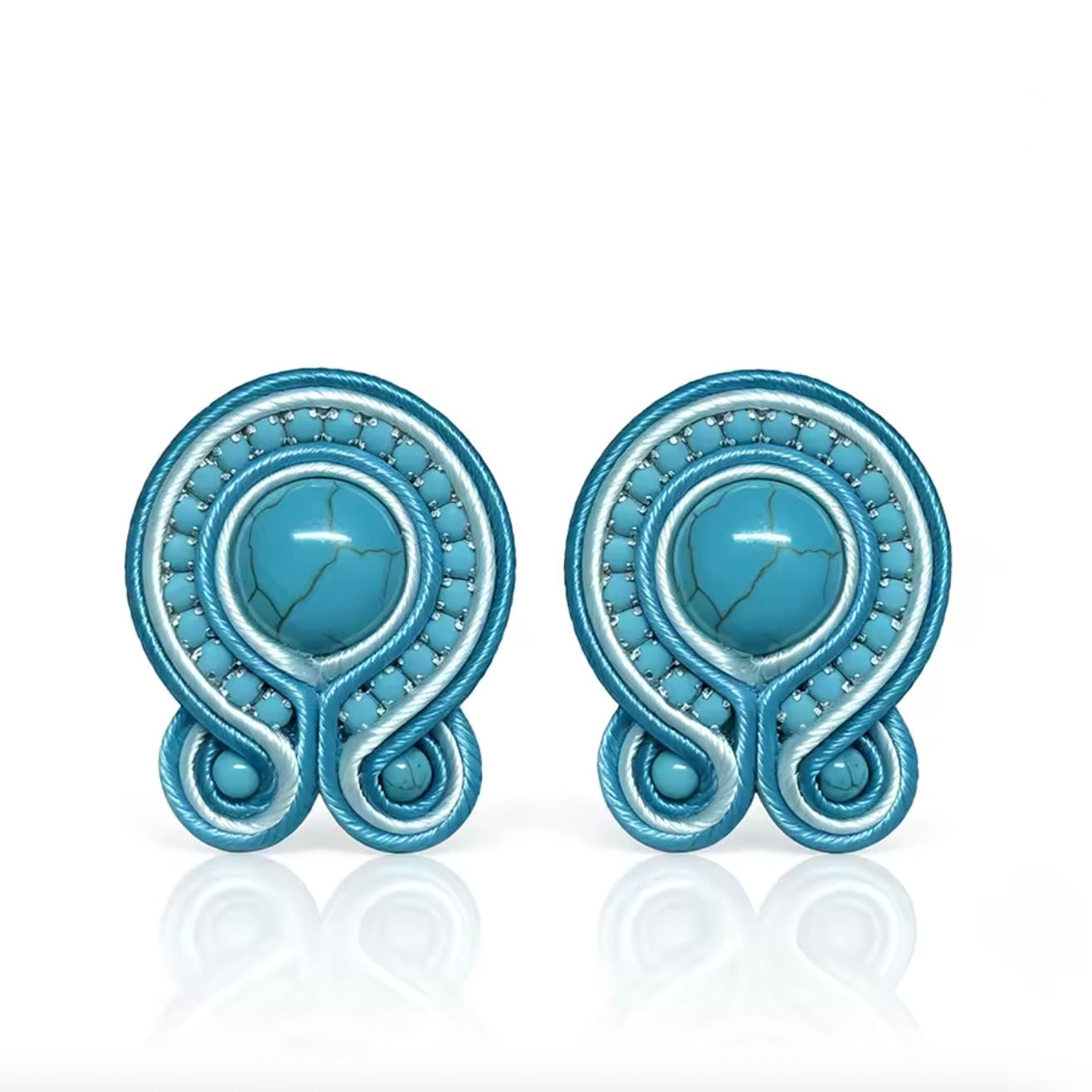 DANUBE BUTTON EARRINGS - TURQ