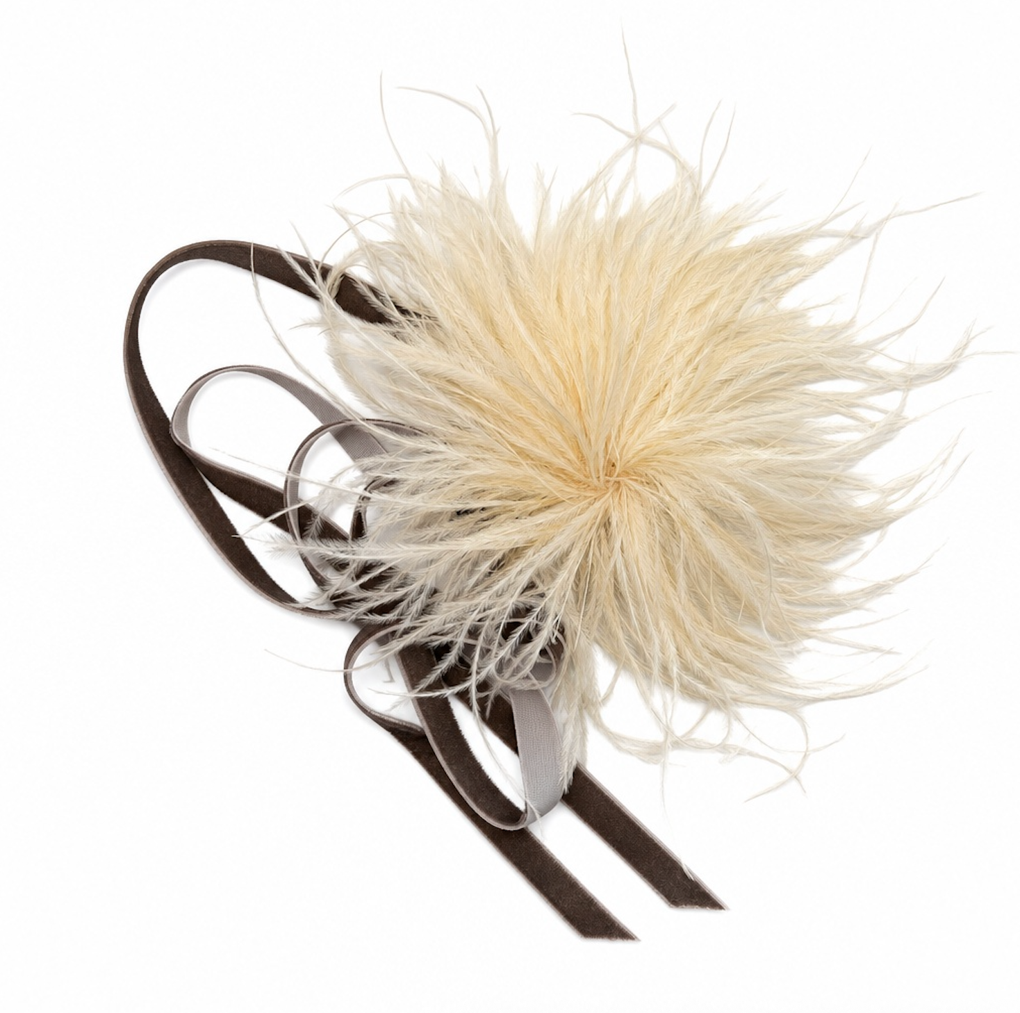 CANYON FEATHER BROOCH/CHOKER/BELT - BUTTER/ELEPHANT