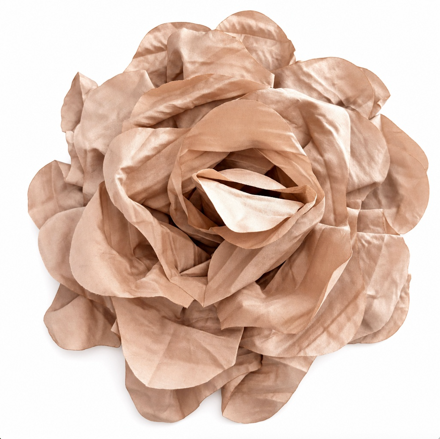 COLETTE PLISSÉ MEGA OVERSIZED ROSETTE BROOCH - CAMEL