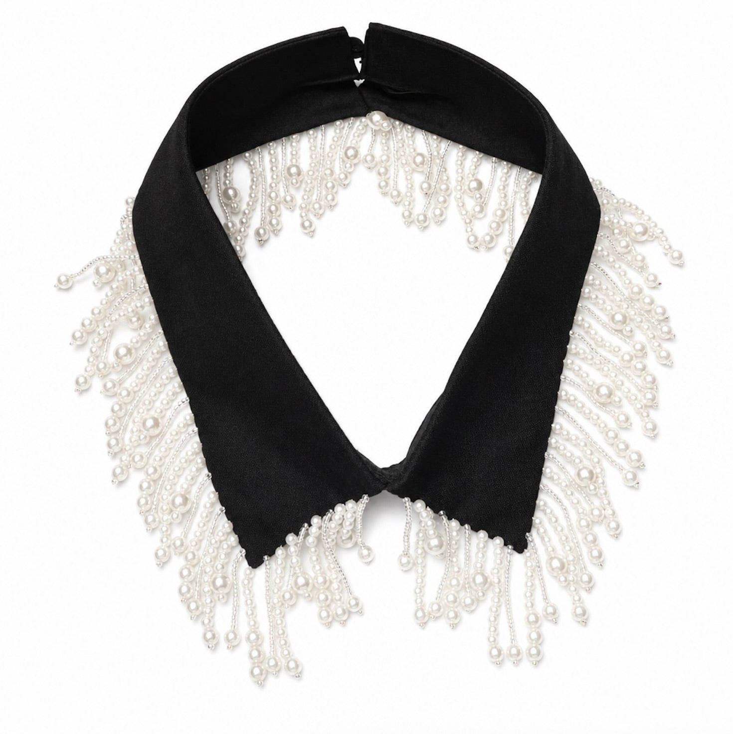 PEARL FRINGE COLLAR - BLACK