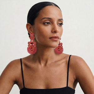 DANUBE FAN EARRINGS - SCARLET