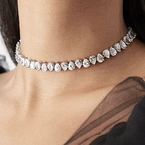 JAGGED EDGE CHOKER - RHODIUM