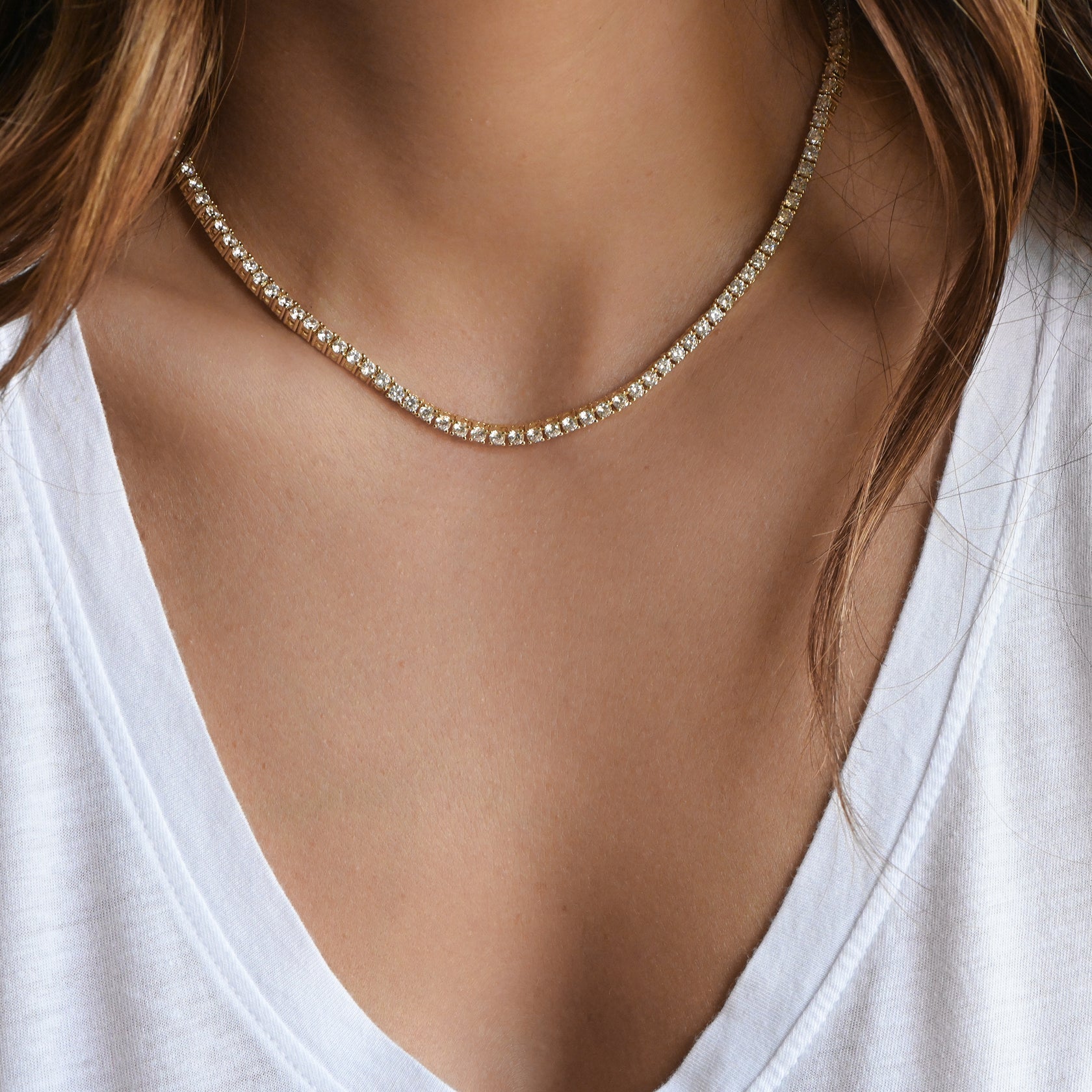 GRACE 3MM TENNIS CHAIN NECKLACE - GOLD - FALLON JEWELRY
