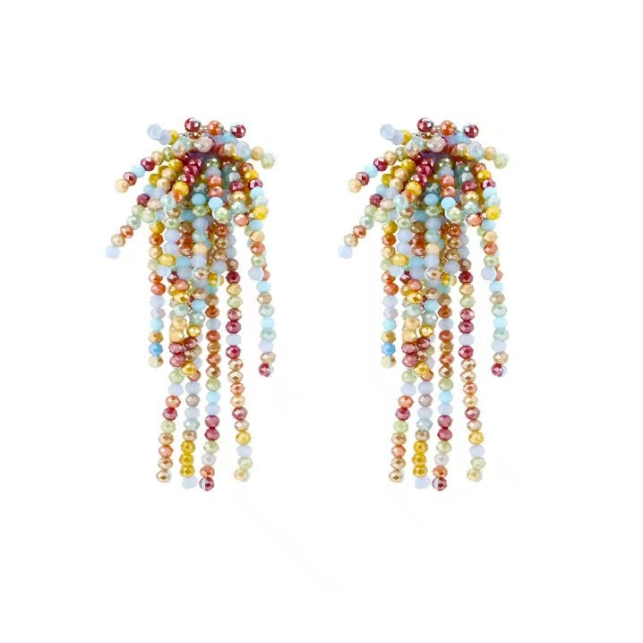 FALLON Jewelry - weeping willow hand beaded earring sunset confetti
