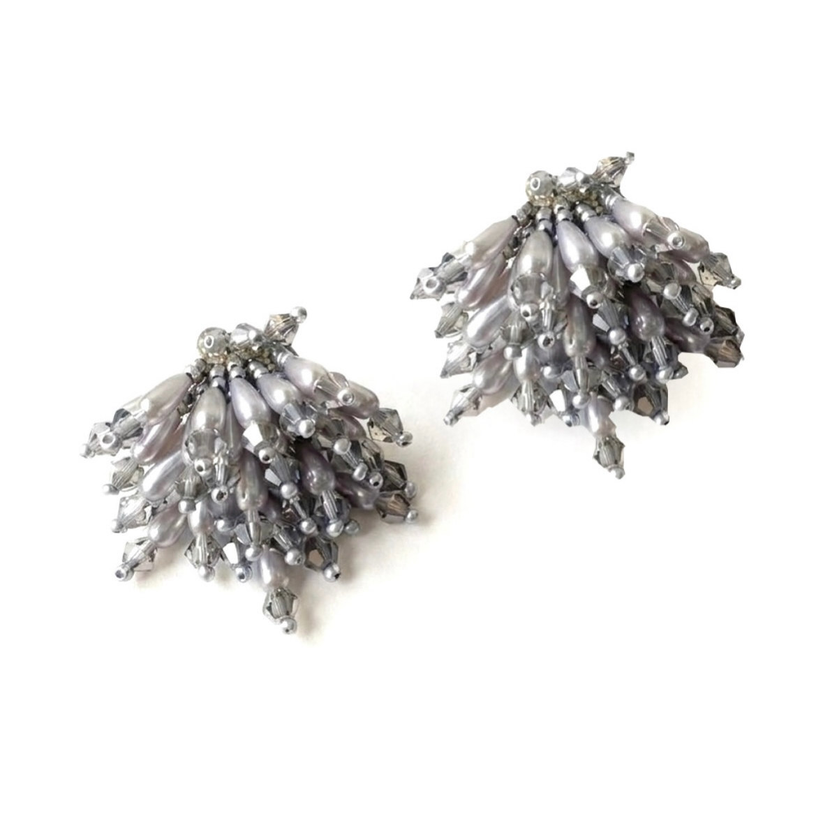 BURST HAND BEADED EARRING - DOLPHIN GREY