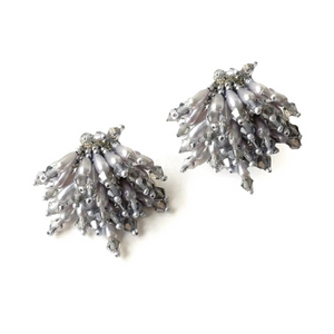 BURST HAND BEADED EARRING - DOLPHIN GREY