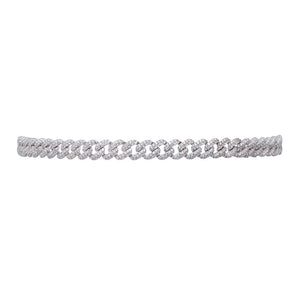 THE FALLON PAVÉ CURB CHAIN CHOKER IS MADE WITH IMITATION-RHODIUM-PLATED BRASS AND AAA HAND-SET CUBIC ZIRCONIA STONES.