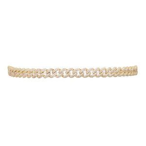 THE FALLON PAVÉ CURB CHAIN CHOKER IS MADE WITH GOLD-PLATED BRASS AND AAA HAND-SET CUBIC ZIRCONIA STONES. 