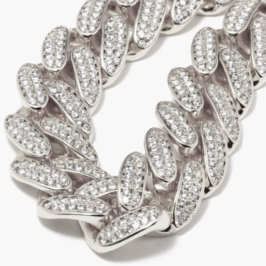 RUTH PAVÉ XL CURB CHAIN COLLAR NECKLACE - RHODIUM