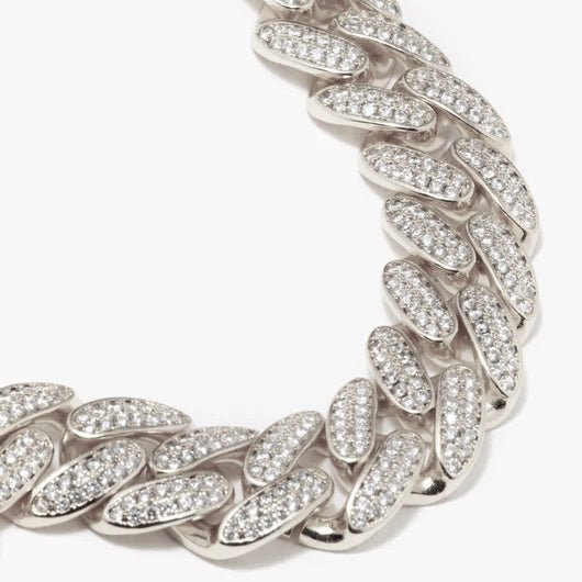 RUTH PAVÉ XL CURB CHAIN COLLAR NECKLACE - RHODIUM