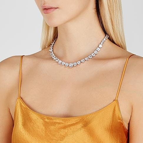 The FALLON Heart Rivière Collar Necklace has been worn by celebrities like Kylie Jenner, and Chriselle Lim.