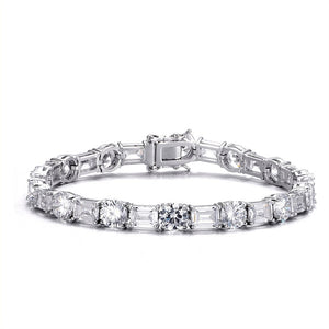 VARIANT BAGUETTE TENNIS BRACELET - RHODIUM