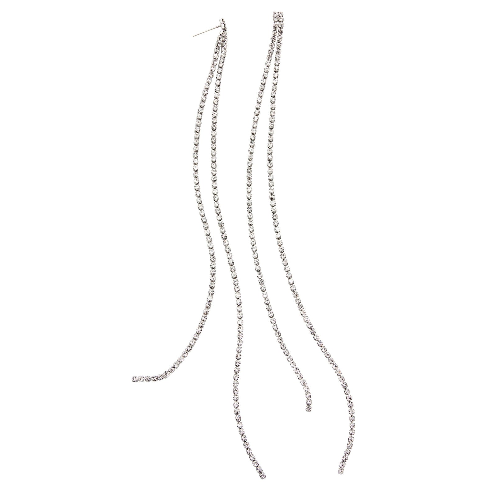 LIQUID DIAMANTÉ DUSTER EARRINGS - RHODIUM