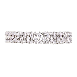 THE FALLON DOUBLE PEAR DIAMANTÉ BRACELET IS PURE ARM CANDY. Statement bracelet made from plated brass and cubic zirconia crystal.