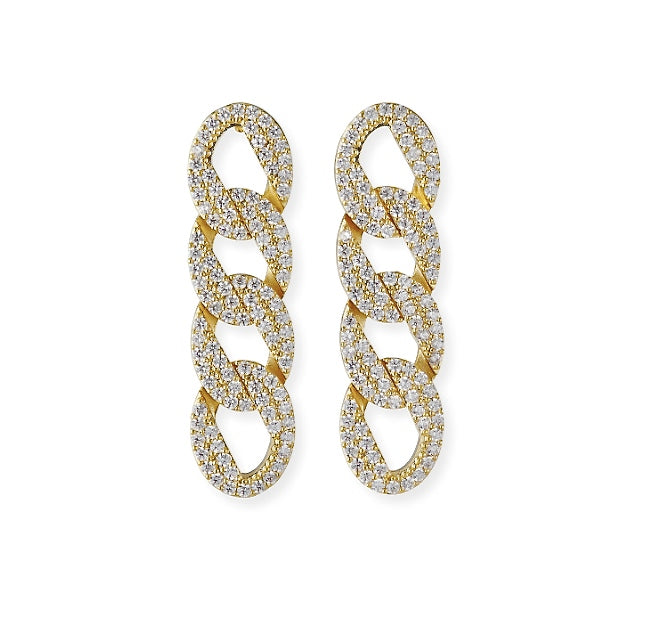 Gold Curb Chain Hoop Earrings