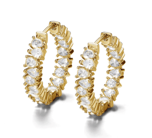JAGGED EDGE PEAR HOOPS - GOLD