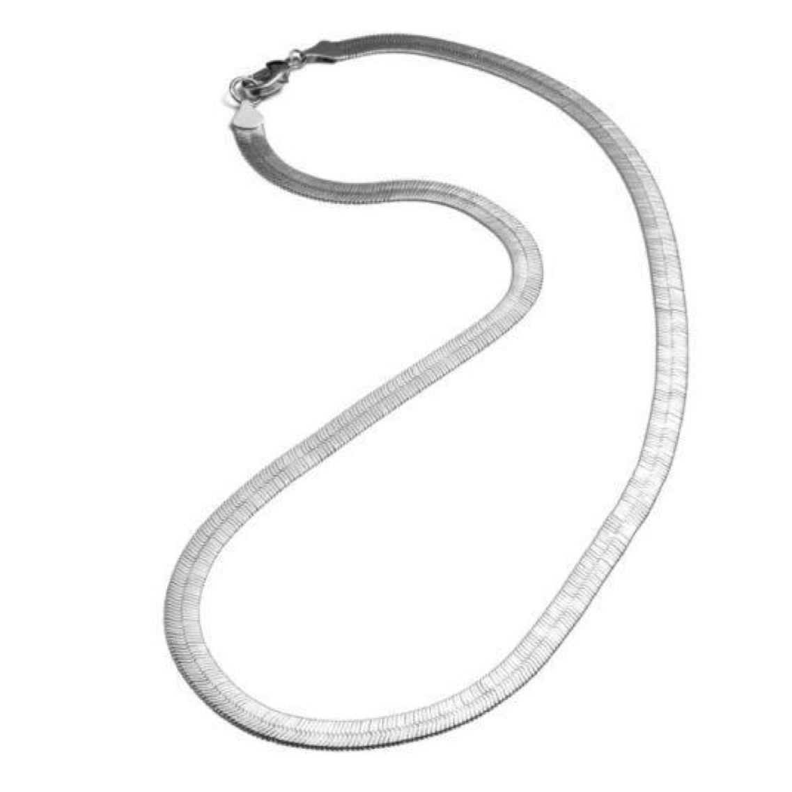 The FALLON Medium Herringbone Chain Necklace in rhodium plated brass.